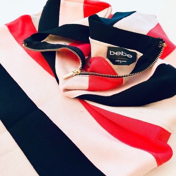 BEBE CYNTHIA COLORBLOCK BANDAGE BODYCON TOP SKIRT DRESS - Picture 6 of 13